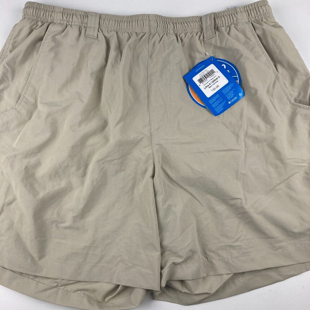 Columbia PFG Backcast III Shorts Mens L 6" Khaki Omni-Shade UPF 50 NWT